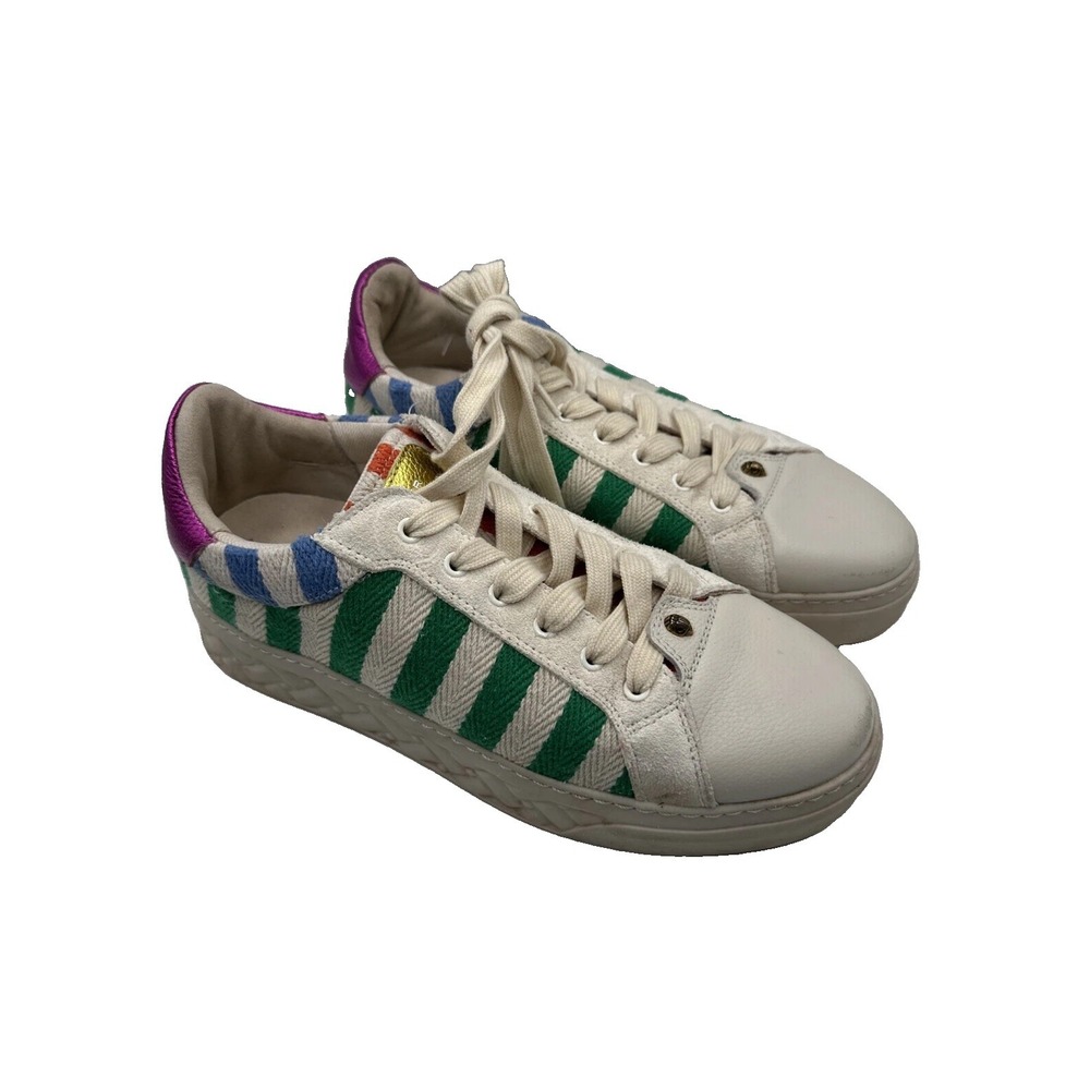 Kurt Geiger London women's  Lace-Up Low-Top Sneakers Striped Colorblock US 10